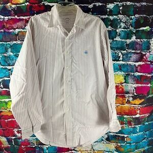 Brooks Brothers Original Polo Shirt Long Sleeve Button Down Pink White Blue Stri